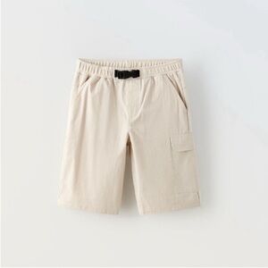 Zara Kids, Ecru, COMBINATION BUCKLED PLUSH SHORTS, 6-7 years